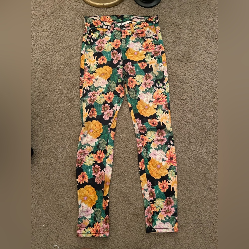 Flower Print Jeans